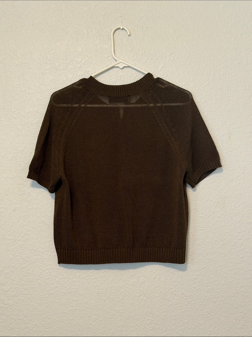 Zara Chocolate Brown Short-Sleeve Henley Knit Top - Picture 3 of 3